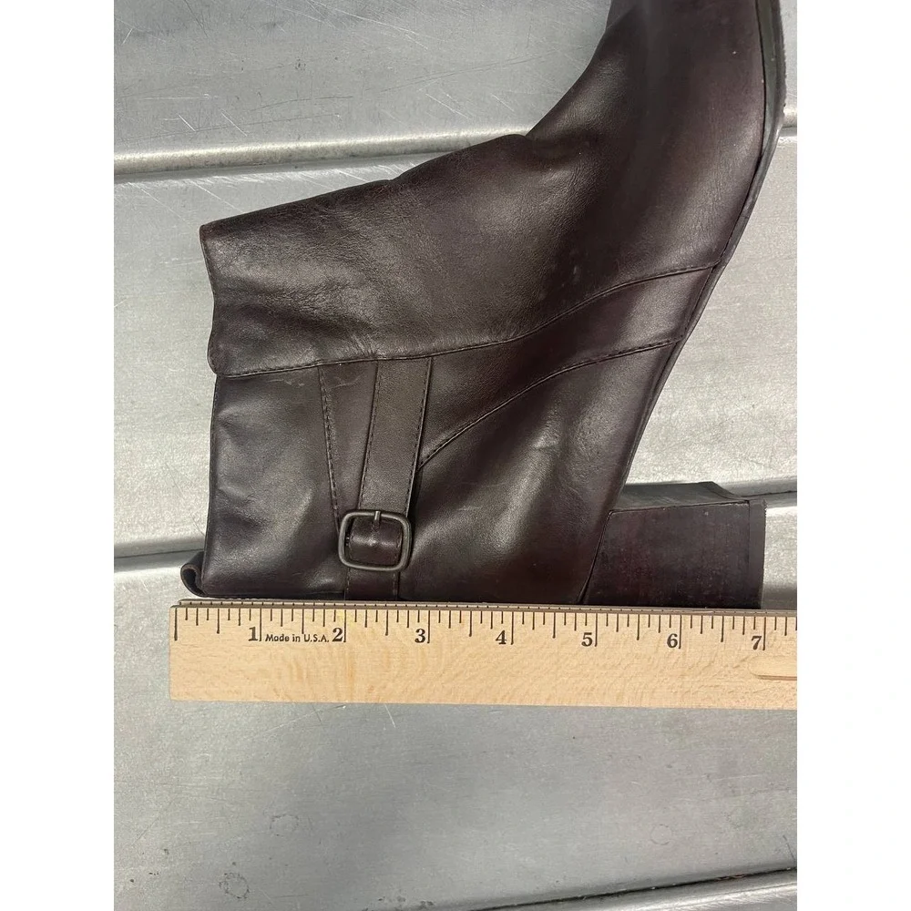 Spring Step Ankle Boots Womens‎ 9.5 Brown Leather Bootie Side Zip